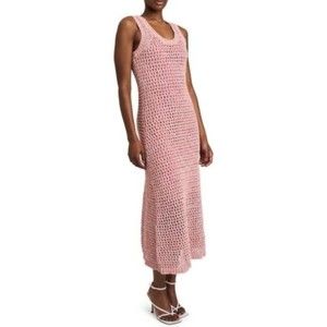 NEW Derek Lam 10 Crosby Eliana Crochet Sweater Tank Dress pink Size L $450